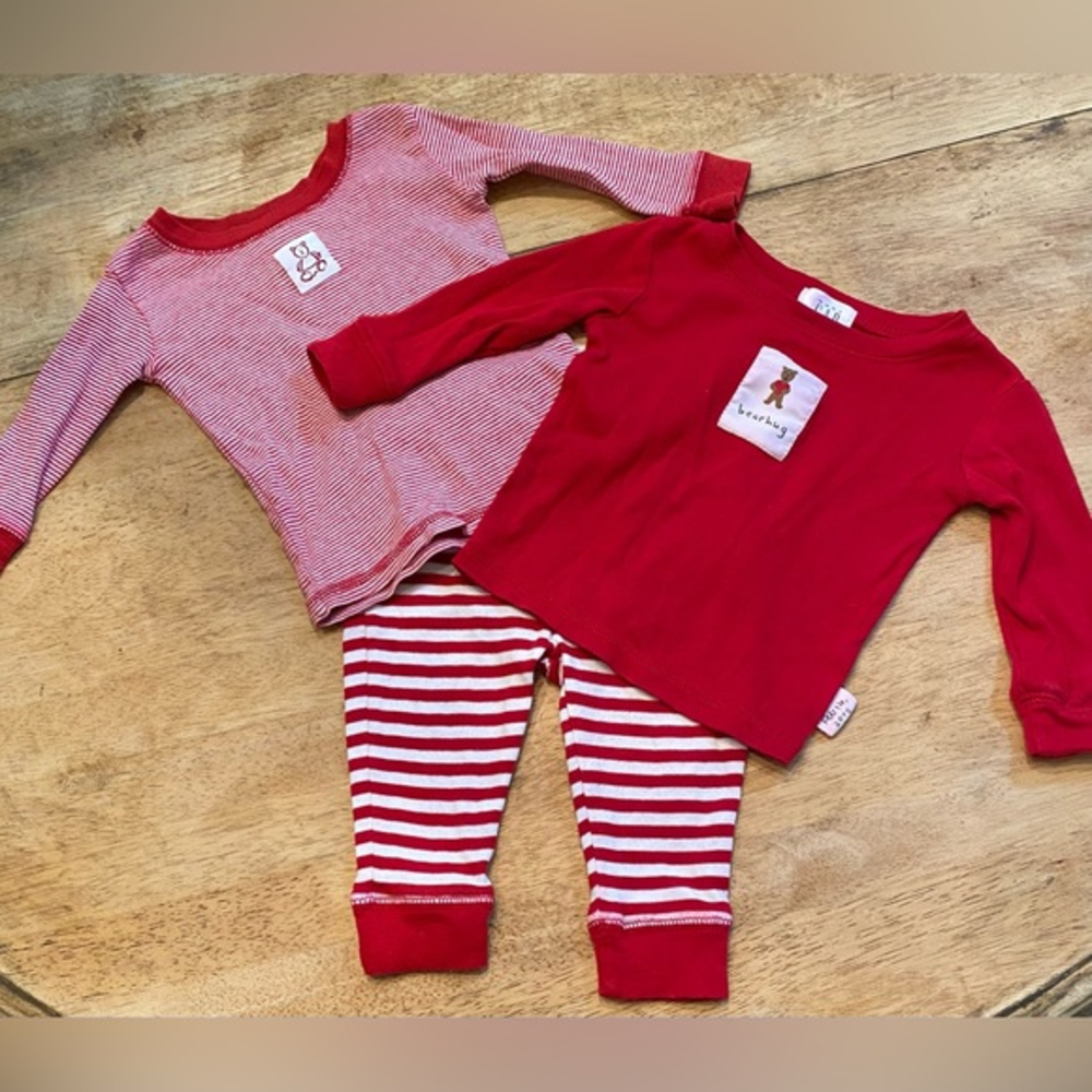 Vintage Baby Gap 3-6 Months 3‎ Piece Red/White 100% Cotton Lounge Set